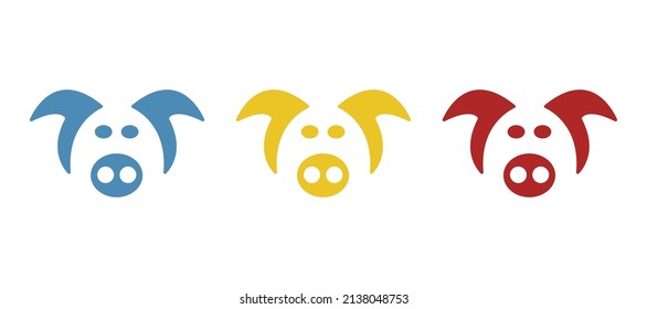 pig icon on a white background, vector illustration