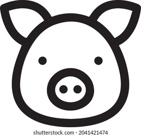 Pig Icon, out line vector icon Web icon simple thin line vector icon