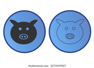 Pig icon. Pet set animal flat vector ilustration.