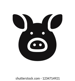 Pig icon. Pork,animal symbol. Flat vector sign isolated on white background. Simple vector illustration for graphic and web design.