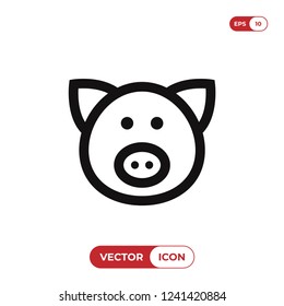 Pig icon. Pork,animal symbol. Flat vector sign isolated on white background. Simple vector illustration for graphic and web design.