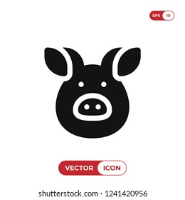 Pig icon. Pork,animal symbol. Flat vector sign isolated on white background. Simple vector illustration for graphic and web design.