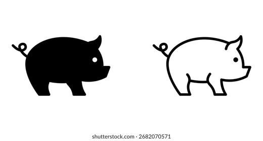 ícone de porco definido em fundo branco