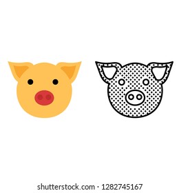 Pig icon set, pet symbol, vector illustration
