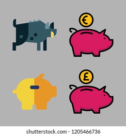 pig icon set. vector set about piggy bank and boar icons set.