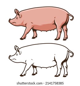 ilustración vectorial de icono de cerdo o plantilla de signo