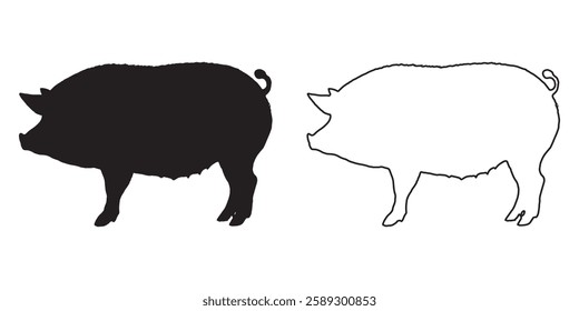 Pig Icon Silhouette - Minimalist Pig Vector for Web Design
