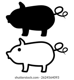 ícone de porco, estilo simples plana, ilustração, símbolo símbolo logotipo pictograma modelo, para ui ou ux isolado em branco para aplicativo móvel, editável