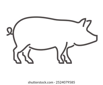 Pig icon in simple style and bold line - for pork products or butcher shop