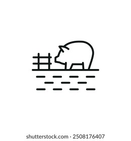 Pig icon. A stylized silhouette of a pig, commonly associated with farm life and meat production. This icon is widely used to represent agriculture, butchery, and rural economies. Vector illustration