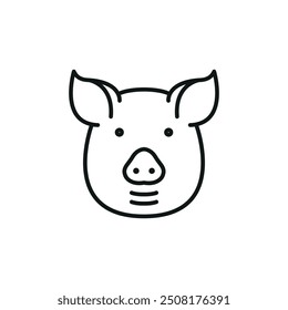 Pig icon. A stylized silhouette of a pig head, associated with farm life and meat production. This icon is widely used to represent agriculture, butchery, and rural economies. Vector illustration