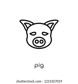 Pig icon. Trendy modern flat linear vector Pig icon on white background from thin line animals collection, editable outline stroke vector illustration
