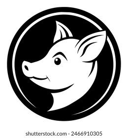 Pig Icon Vector Illustration in a Circle - High-Quality