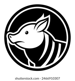 Pig Icon Vector Illustration in a Circle - High-Quality