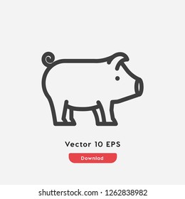 pig icon vector. Linear style sign for mobile concept and web design. pig symbol illustration. Pixel vector graphics - Vector.