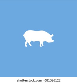 pig icon. vector sign symbol on blue background