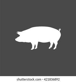 pig icon, vector pig silhouette, isolated butcher shop sign