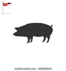 pig icon, vector pig silhouette, isolated butcher shop sign