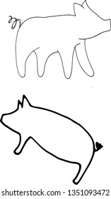 Pig icon vector. Sketch design. Illustration for posters decorat