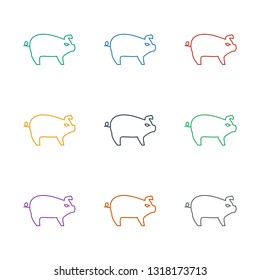 pig icon white background. Editable line pig icon from agriculture. Trendy pig icon for web and mobile.