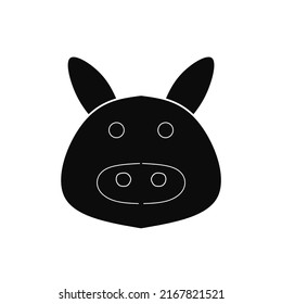 Pig Icon,pig Head Silhouette On White Background