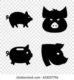 Pig icons set. set of 4 pig filled icons such as pig