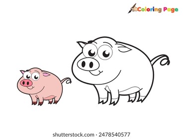 pig illustration coloring page illustrations are accompanied by examples of colored illustrations ready to be colored and printed to help children develop their painting talents