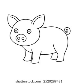 Libro de color de Vector de arte de línea de ilustración de cerdo