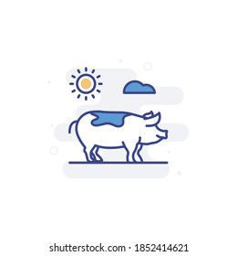 Pig illustration style vector icon.