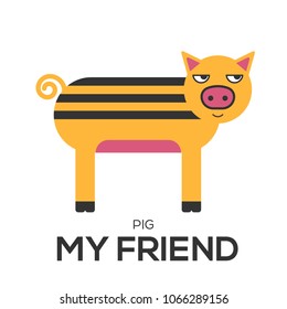 pig illustration symbol object. Flat icon style concept design