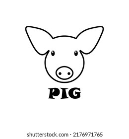 Pig illustration vector design with black and white color theme for logo and icon