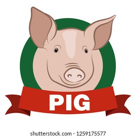 Pig isolated on white, hand drawn vector illustration. Vector logo.