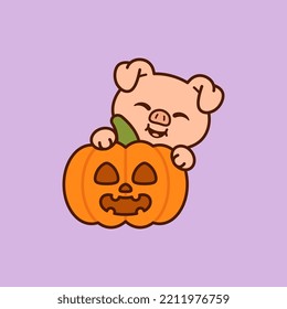 Pig With Jack o Lantern