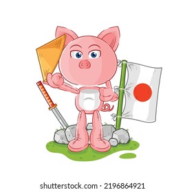 the pig japanese vector. cartoon character