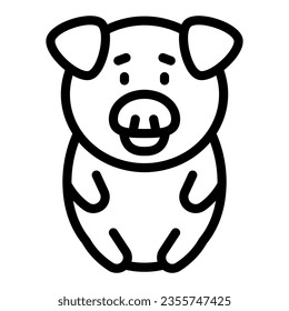 Pig just sits line icon, funny animals concept, cute piggy muzzle vector sign on white background, outline style icon for mobile concept and web design. Vector graphics