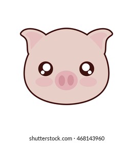 pig kawaii cute animal little icon. Isolated and flat illustration