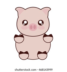pig kawaii cute animal little icon. Isolated and flat illustration