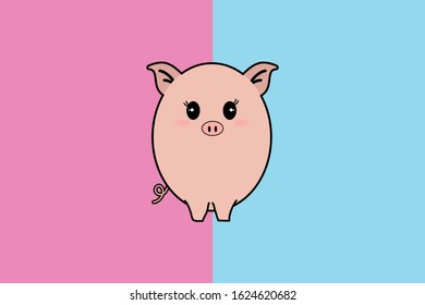 Pig Kawaii Cute Illustration Character 