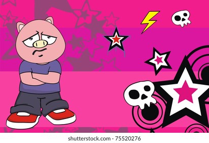 pig kid cartoon background in vector format