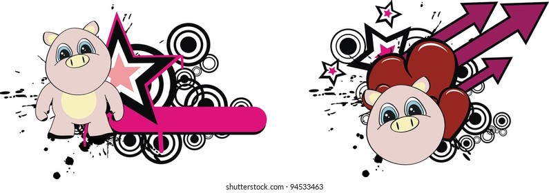 pig kid cartoon copyspace in vector format