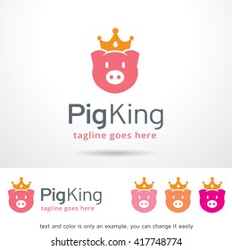 Pig King Logo Template Design Vector