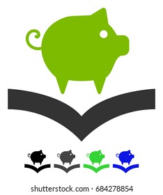 Pig Knowledge flat vector illustration. Pig Knowledge icon with gray, black, blue, green color versions.
