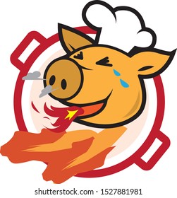 pig Korea food stew logo