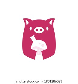 pig lab negative space logo vector icon illustration