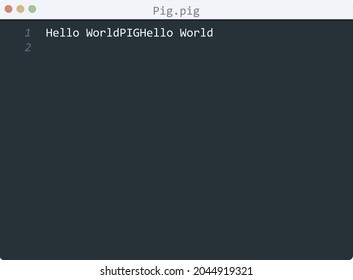 Pig language Hello World program sample in editor window