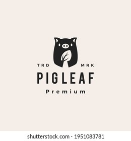 pig leaf hipster vintage logo vector icon illustration
