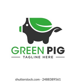 pig leaf illustration logo design