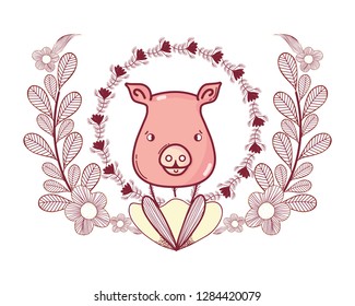 pig with leaves