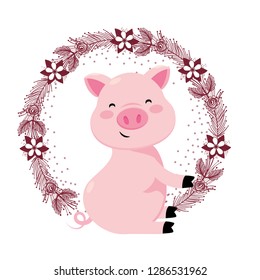 pig with leaves arrangement