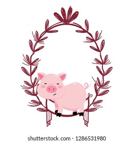 pig with leaves arrangement